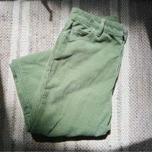 Green Corduroy High Rise Mom Jeans